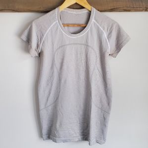 Size 10 White with Black Stripes T-Shirt Lululemon